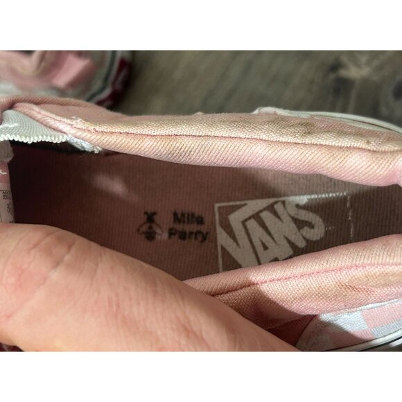 Vans Checkerboard Slip on Girls Shoes Size 2 Authentic Pink & White - Picture 6 of 7